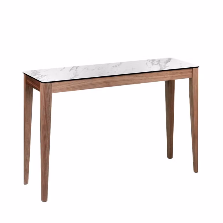 Consola rectangular de mármol porcelánico y nogal Angel Cerdá An/P/Al: 120 x 39 x 75 cm