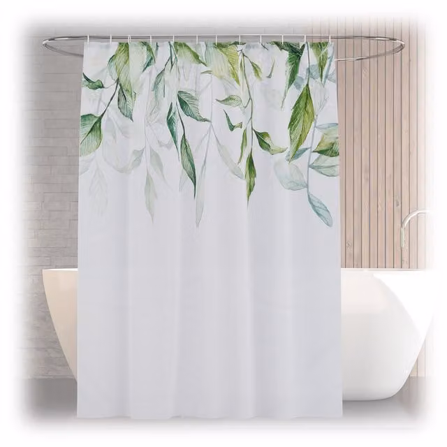 Cortina de ducha Relaxdays con diseño floral de plantas, multicolor, de poliéster, antimoho y lavable, An/Al: 180 x 200 cm