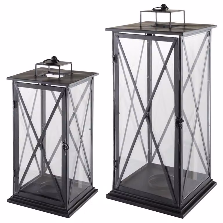 Set de 2 faroles de mesa industriales de metal color negro de Maisons du Monde