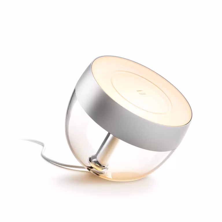 Lámpara de mesa LED Philips Hue Iris White & Color Ambiance en color plata