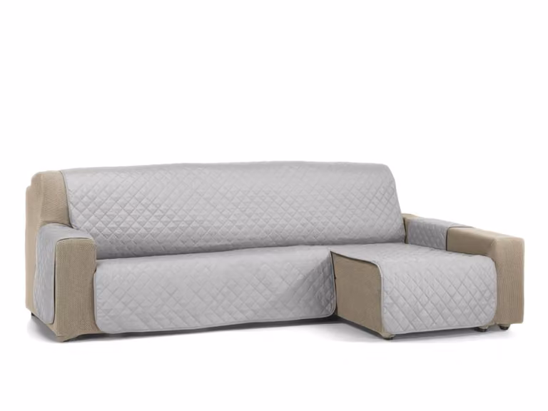 Funda protectora para sofá chaise longue Donegal Collections en microfibra gris de 280 cm