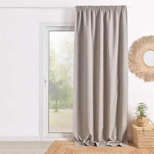 Cortina QABANE 100% opaca de doble cara con cinta fruncida, térmica y antirruidos, poliéster, An/Al: 240 x 260 cm