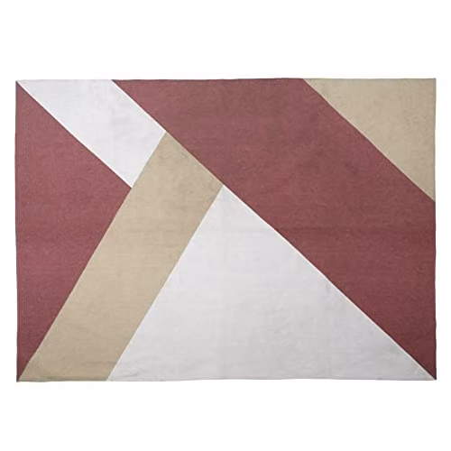 Alfombra Geométrica Moderna HOME DECO FACTORY de Algodón y Poliéster, An/P: 120 x 170 cm, Beige y Multicolor