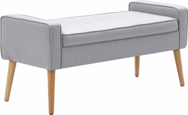 Banco de almacenaje con tapa abatible y patas de madera HOMCOM en gris claro, An/P/Al: 120 x 45 x 54 cm