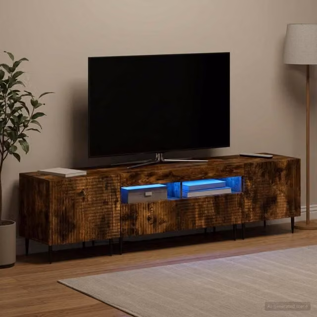 Conjunto de 3 muebles para TV modernos Maison Exclusive con iluminación LED en color roble ahumado