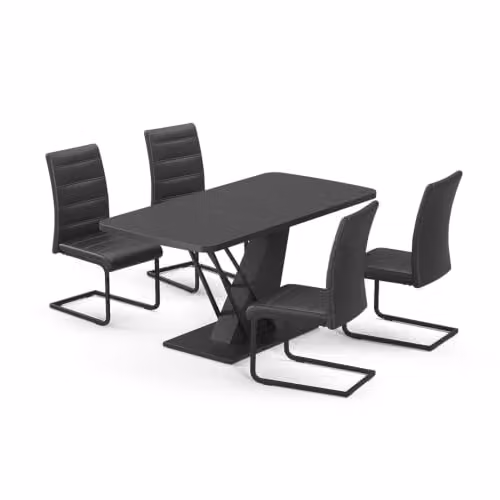 Set de mesa de comedor Vicco Fenaro con 4 sillas, negro, An/P/Al: 120 x 80 x 76 cm