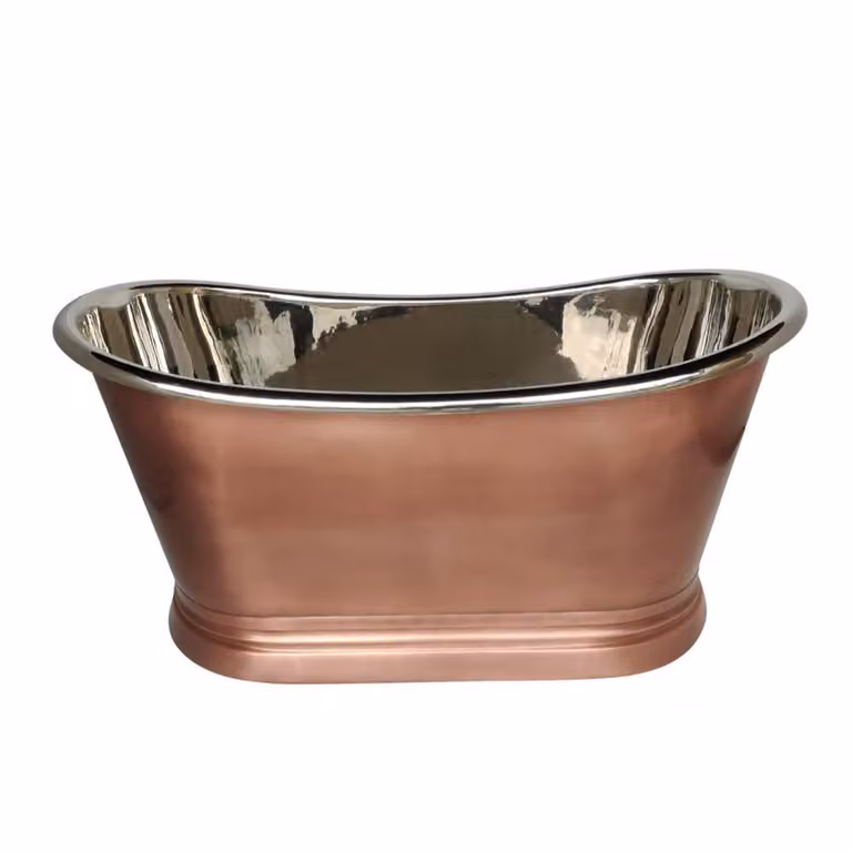 Bañera exenta ovalada Sienna de Hudson Reed en cobre antiguo con interior en níquel, An: 150 cm