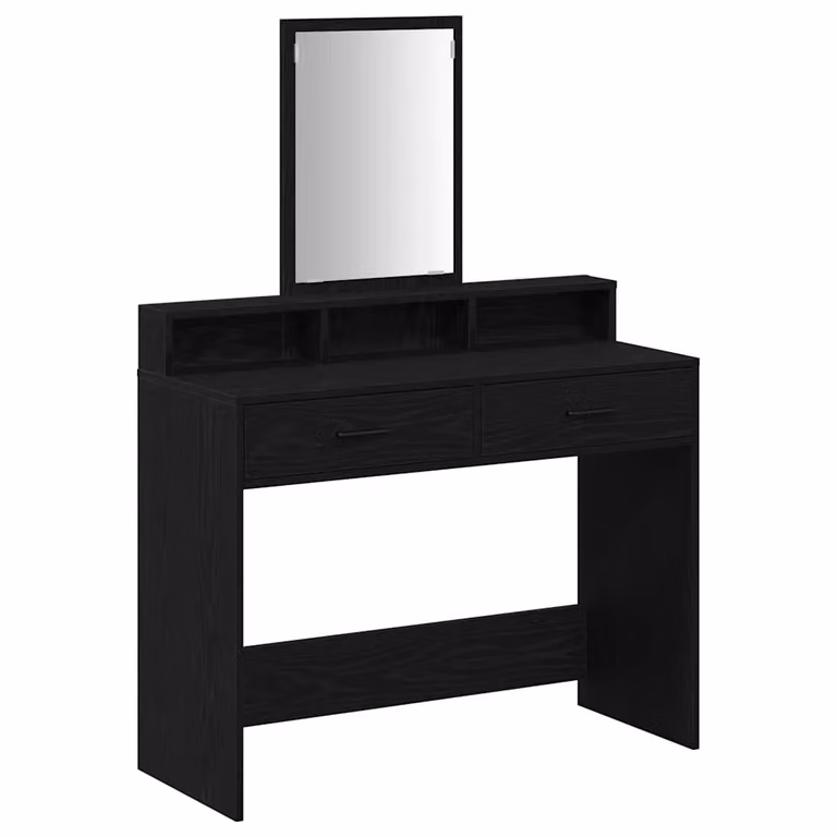 Mesa tocador moderna vidaXL en roble y negro de madera de ingeniería An/P/Al: 100 x 41 x 140 cm