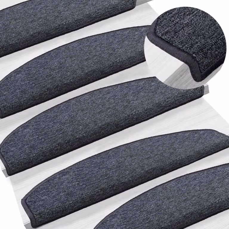 Set de 15 alfombras autoadhesivas para escaleras vidaXL, antideslizantes y absorbentes de sonido, diseño semicircular moderno en gris o azul