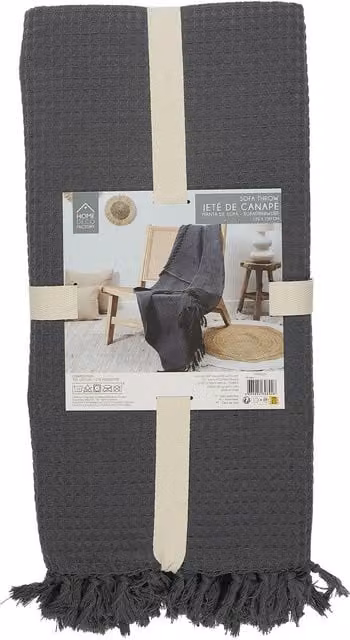 Colcha Intesi con textura de gofre en color gris, An/P: 120 x 150 cm