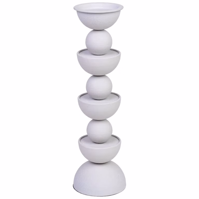 Portavelas de metal Wanderlust deco para tealight en color blanco y gris, diseño minimalista y orgánico, An/P/Al: 12,5 x 12,5 x 43 cm
