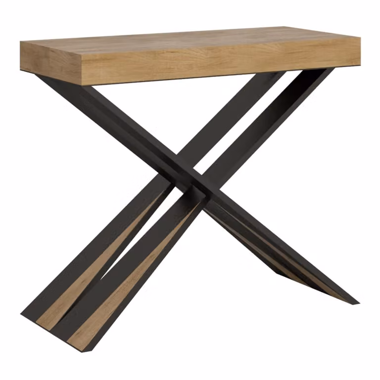 Mesa de comedor extensible Itamoby moderna en color roble y antracita An/P/Al: 90 x 40 x 77 cm hasta 300 cm