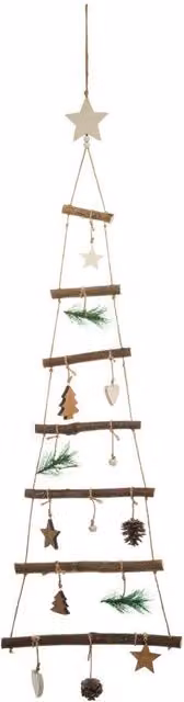 Adorno Navideño de Madera Atmosphera Color Marrón con Diseño de Estrellas para Colgar