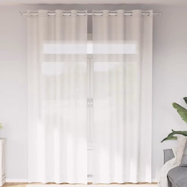 Set de 2 cortinas de gasa semi-transparentes con ojales vidaXL en color blanco, An/Al: 140 x 260 cm