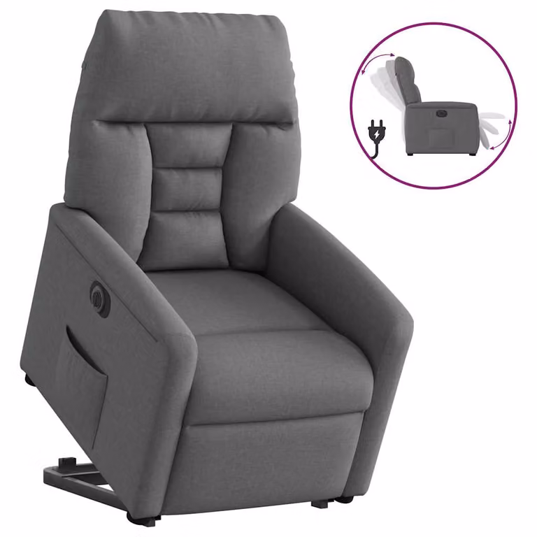 Sillón eléctrico reclinable y elevable vidaXL en tela gris oscuro para mayores