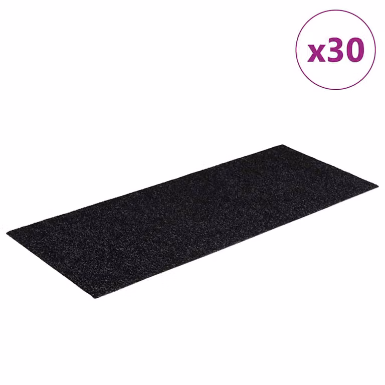Set de 30 felpudos autoadhesivos para escaleras vidaXL, color negro, An/P: 60 x 25 cm