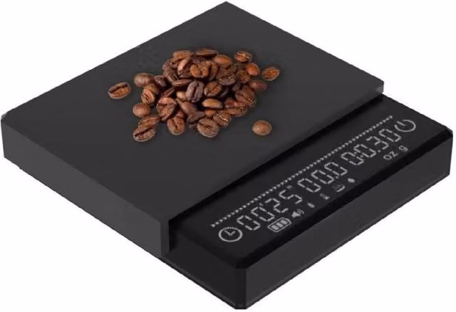 Báscula digital de café de alta precisión Cecotec Baristoo Scale en color negro con sensibilidad de 0,1 g y rango de 0,3 g a 2 kg