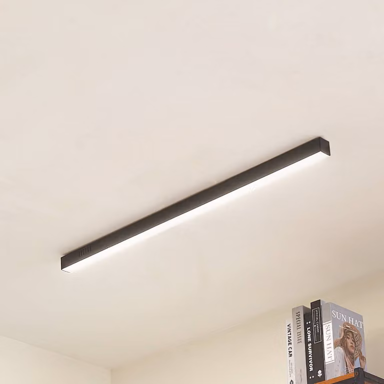 Lámpara de techo LED Teniona de Lucande, diseño moderno en aluminio y plástico, atenuable, color negro