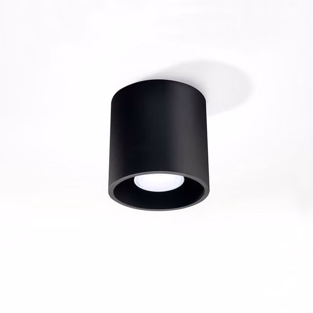 Aplique de techo Orbis de Sollux en aluminio negro con casquillo GU10 y protección IP20