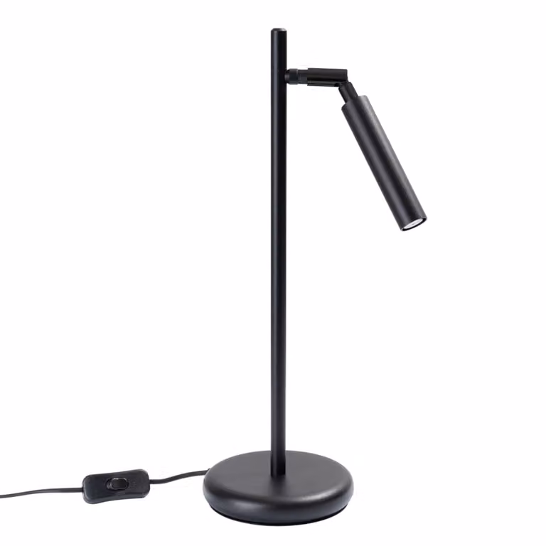 Lámpara de escritorio ajustable Sollux Lighting en metal negro para lectura y oficina, Altura: 14 cm