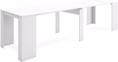 Mesa consola extensible y comedor plegable Skraut Home en blanco para 14 comensales, An/P/Al: 302 x 90 x 77 cm