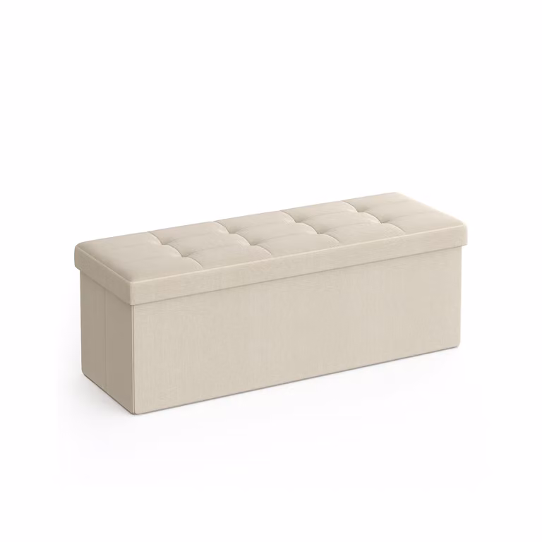 Banco de almacenaje Songmics con otomana acolchada y tapa, color beige, An/P/Al: 110 x 38 x 38 cm