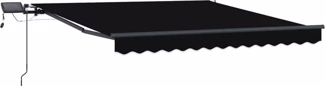 Toldo retráctil SYFAX de aluminio y poliéster negro con brazos plegables y manivela, An: 300 cm, Al: 250 cm
