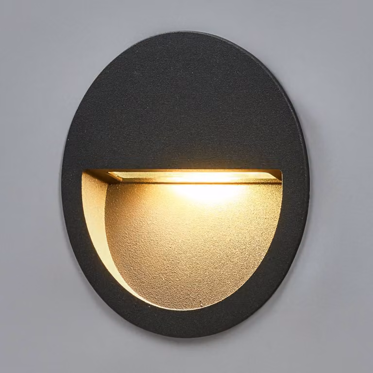 Lámpara de pared LED exterior Lucande Loya de aluminio y cristal, IP54, Diámetro: 11,5 cm, disponible en gris o negro