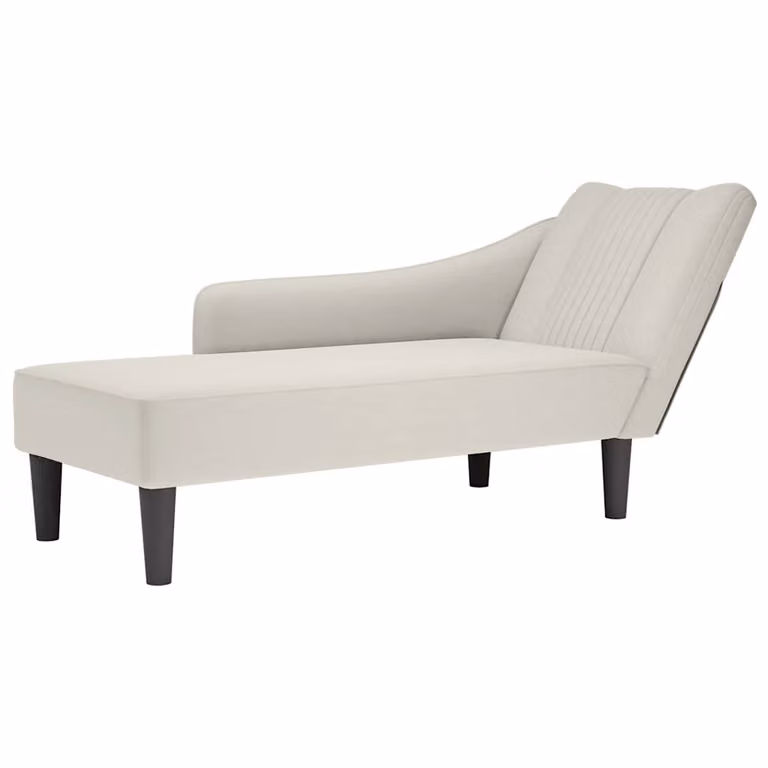 Chaise longue vidaXL de terciopelo beige con reposabrazos derecho y diseño moderno en forma de L