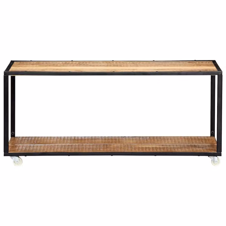Mesa de centro rectangular Maison exclusive de madera maciza reciclada y metal en color marrón An/P/Al: 90 x 50 x 40 cm