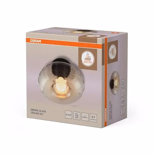 Lámpara de techo Osram Decor de vidrio ahumado gris y negro con casquillo E27