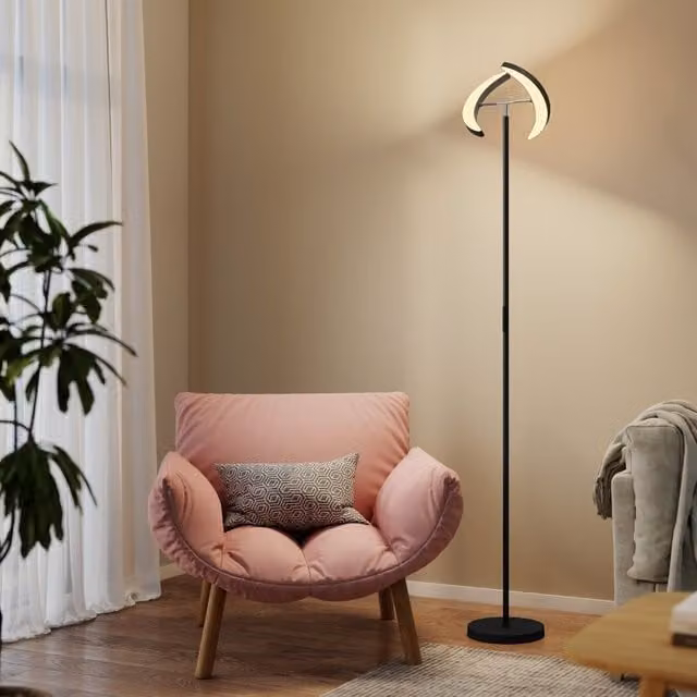 Lámpara de pie LED RGBW RETROK con mando a distancia, regulable y multicolor en color negro