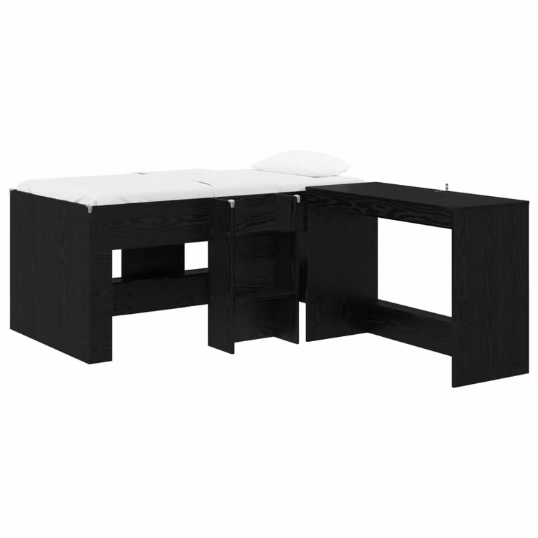 Cama alta para niños vidaXL con escritorio integrado en roble y negro, An/P/Al: 190 x 90 x 163 cm