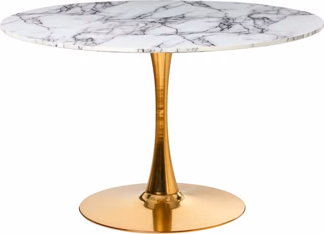 Mesa de comedor redonda BELIANI en mármol blanco con acabado brillante, An/P/Al: 120 x 120 x 74 cm