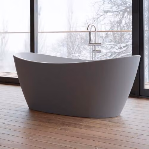 Bañera exenta ovalada Spalina Neroon 2.0 color gris, An: 170 cm, P: 80 cm, Al: 60 cm