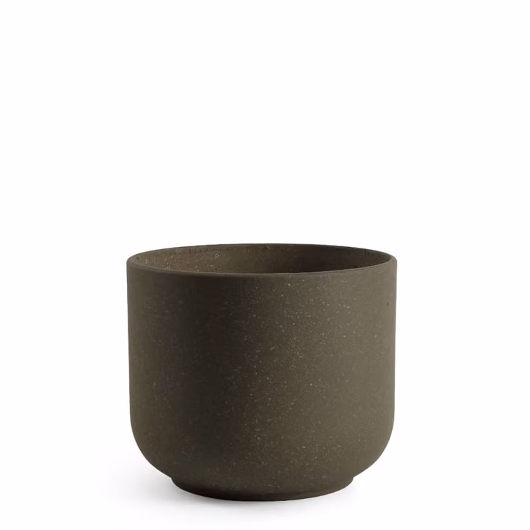 Macetero decorativo redondo de cemento Sia Deco color marrón, Altura: 37 cm, Diámetro: 31 cm