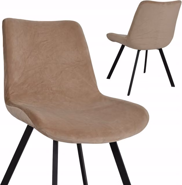 Funda de terciopelo elástica TESS para silla de comedor escandinava, color beige