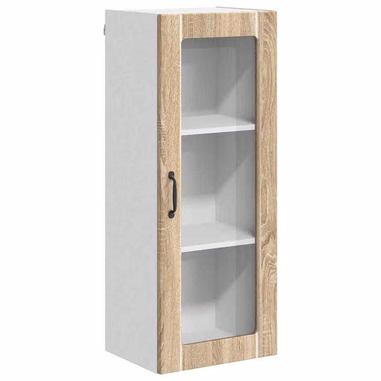Armario de pared moderno vidaXL LUCCA con puertas de vidrio en Roble Sonoma y Blanco