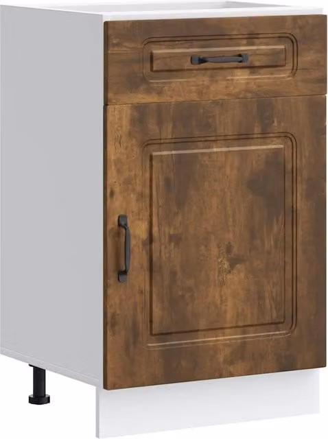 Armario de cocina moderno Helloshop26 con puertas batientes en color roble y beige, fabricado en madera y MDF, An/P/Al: 50 x 46 x 81,5 cm