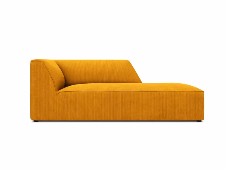 Chaise longue en forma de L Micadoni Home de pana amarilla con diseño moderno y tapizado acolchado