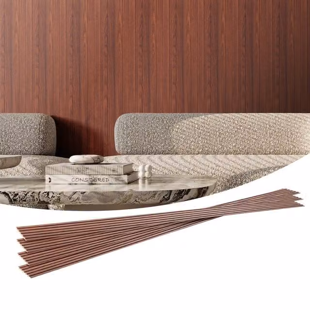 Set de 8 paneles acústicos de listones de madera Vevor con efecto nogal negro para decoración de interiores, Al x An x P: 245 x 16,6 x 0,9 cm