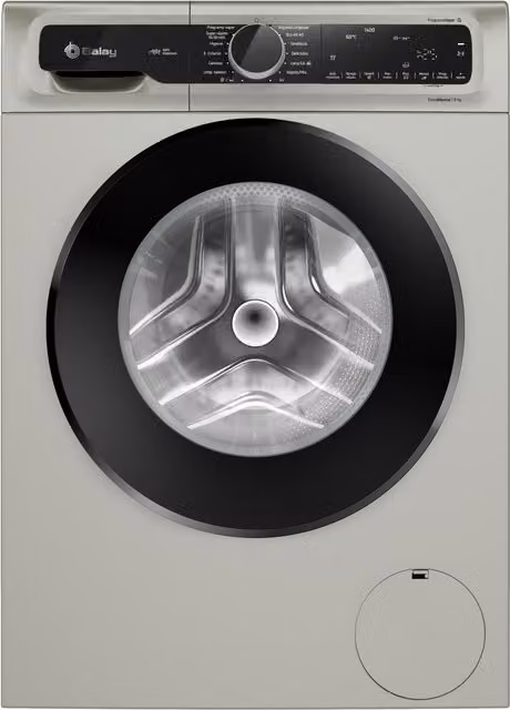 Lavadora de carga frontal Balay 3TS495XS de 9 kg, 1400 rpm, color plata con programas de vapor, lavado rápido y dosificación automática, clase A