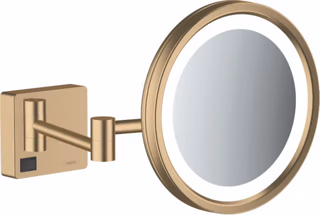 Espejo de aumento con iluminación LED Hansgrohe Addstoris en bronce cepillado