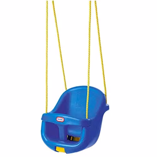 Columpio para niños pequeños Little Tikes con respaldo alto y cinturón de seguridad ajustable en color azul