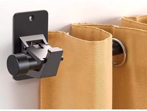 Juego de 4 soportes autoadhesivos para barras de cortina XISRENS en color negro de plástico ABS para fijación extrafuerte sin perforación