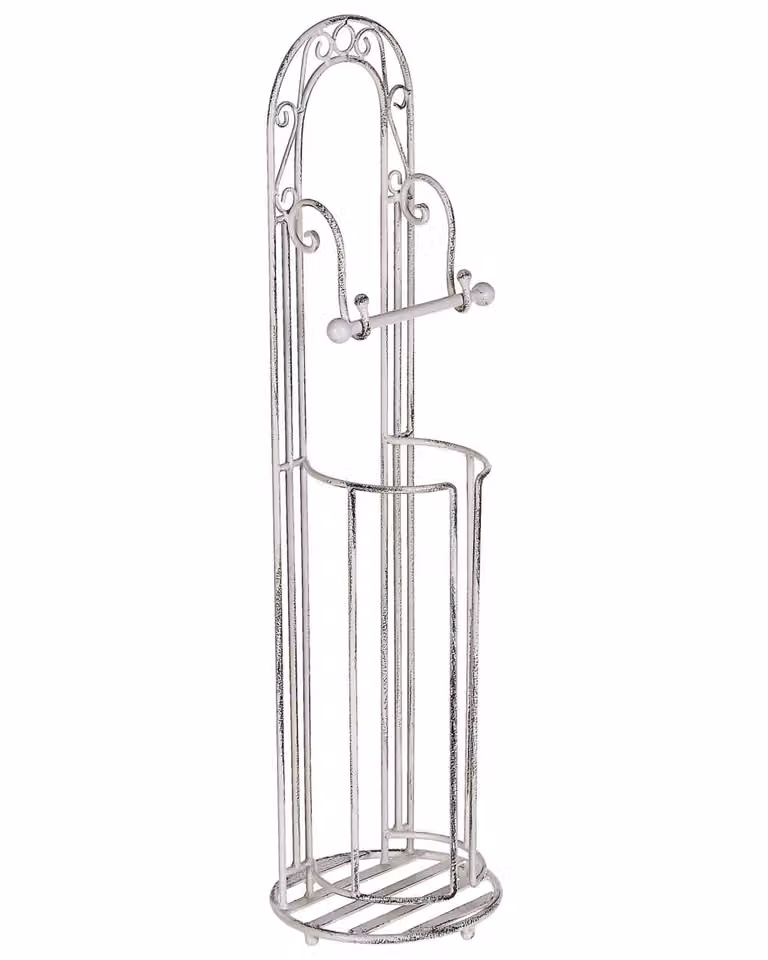 Soporte de papel higiénico con escobilla de pie Beliani en metal blanco