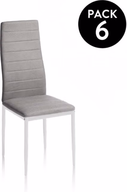 Pack de 6 sillas de comedor Yuri de Homesouth en gris oscuro y blanco, An/P/Al: 39 x 38 x 97 cm