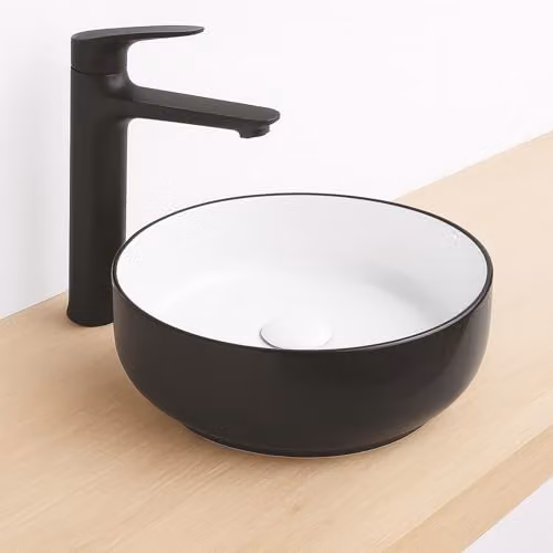 Lavabo de sobremesa NAMI de la marca ONDÉE en cerámica blanca, forma redonda, Diámetro: 34,6 cm, Altura: 11,4 cm