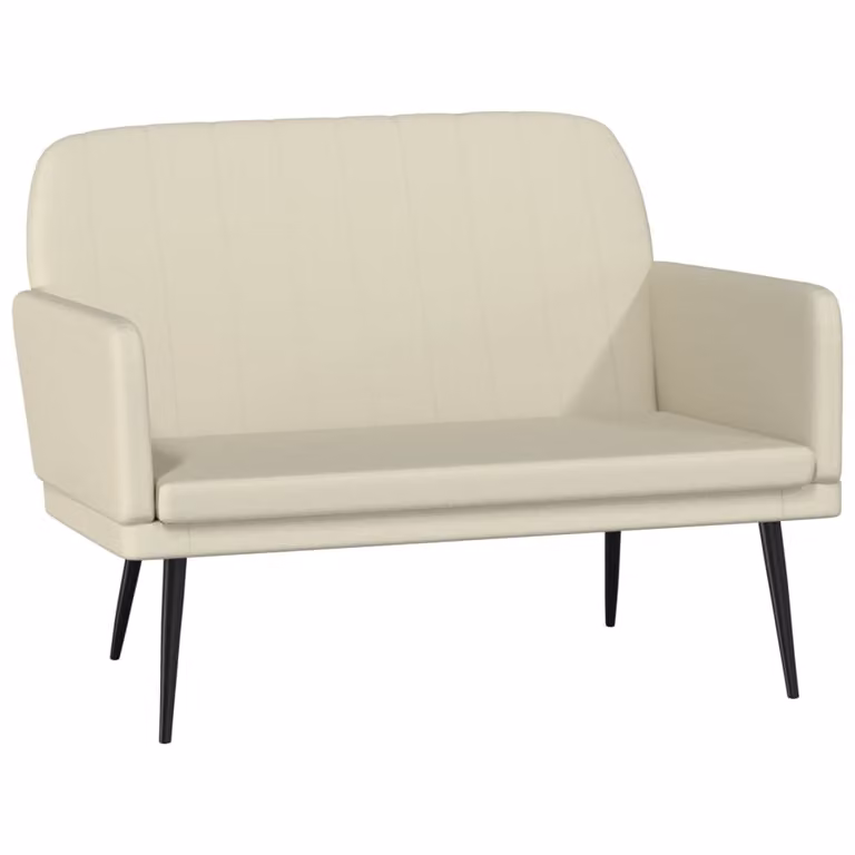 vidaXL Banco de cuero sintético beige con reposabrazos An/P/Al: 107 x 80 x 81 cm