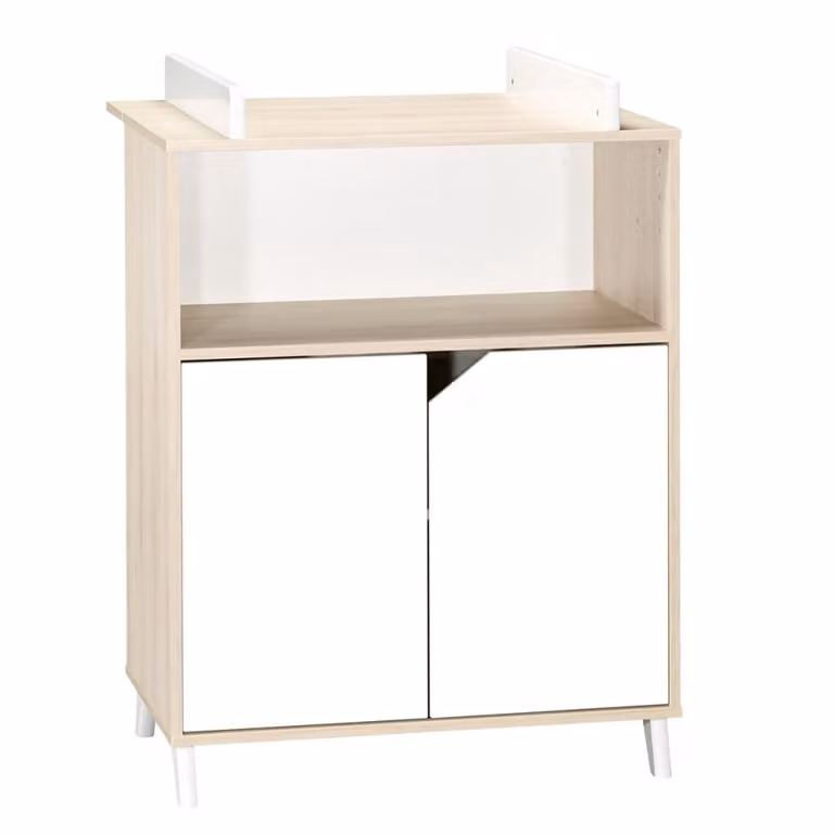 Cambiador de madera para bebés Baby Price de estilo escandinavo en color blanco con barandilla de seguridad An/P/Al: 76 x 66 x 11 cm